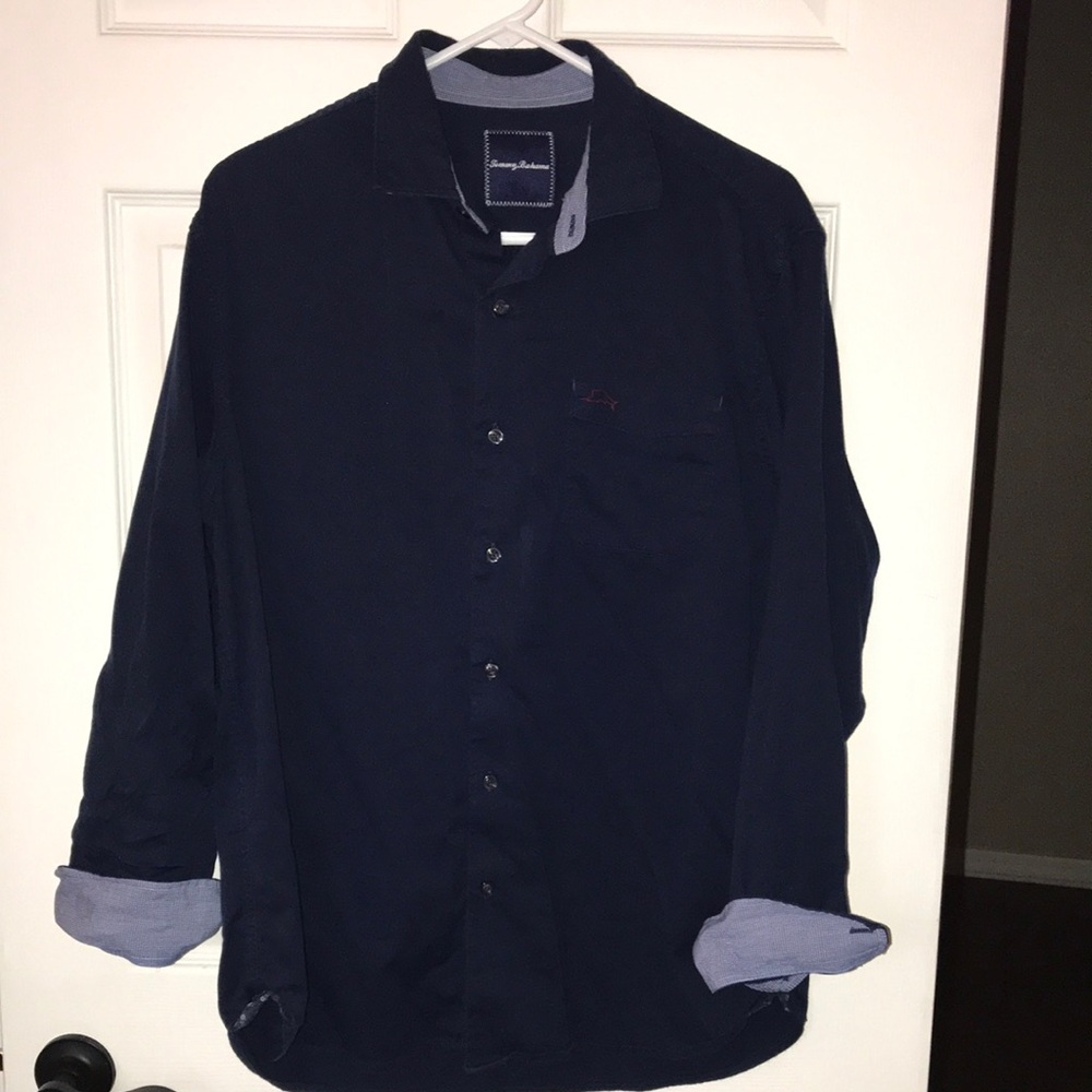 Tommy Bahama Navy Button-Up Shirt Medium
